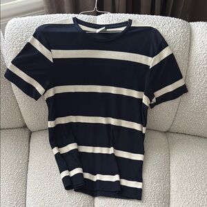 Zara Black and Cream Striped Top